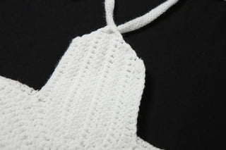 Halter knitted self tie crop top