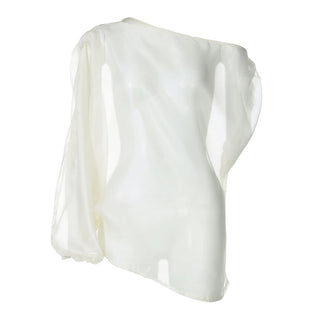 Off shoulder see through ruched top