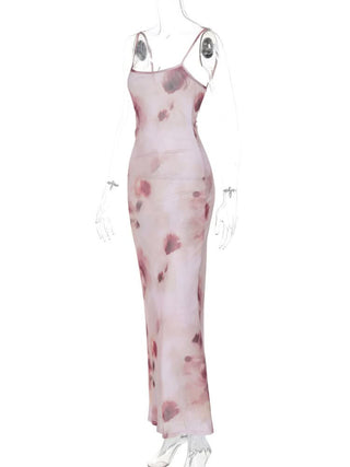 Square neck flower print cami maxi dress