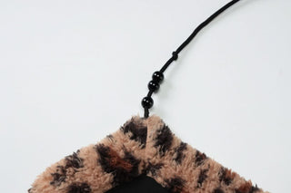 Leopard print halter fluffy beaded short pant set