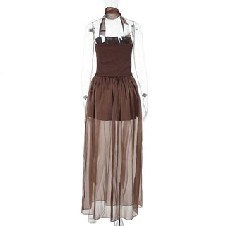 Smocked ruched backless tube maxi dress