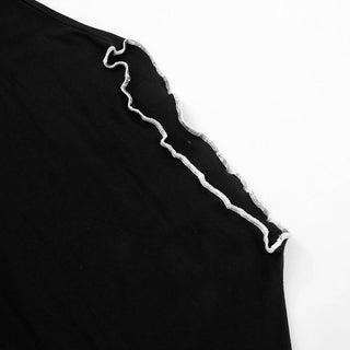 Ruffle bowknot crewneck ruched crop top