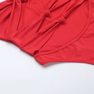 Hollow out knotted lace tube maxi skirt set