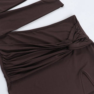 One shoulder irregular hollow out ruched cut out mini dress