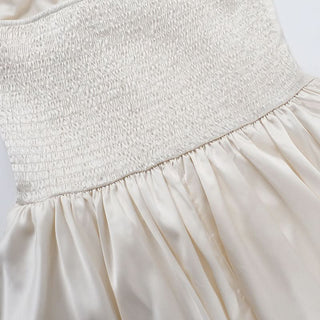 Off shoulder smocked ruched tube mini dress