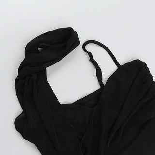 Irregular ruched solid backless cami top