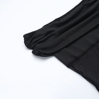 Off shoulder ruched mesh solid jumpsuit