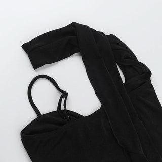 Irregular ruched solid backless cami top