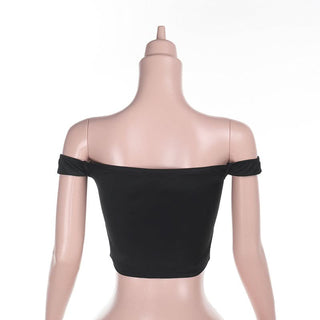 Off shoulder v neck solid backless top