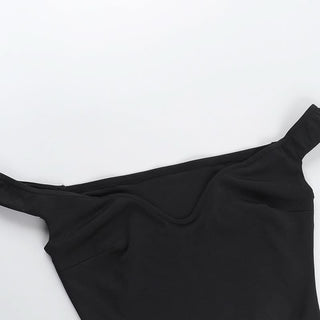 Off shoulder v neck solid backless top