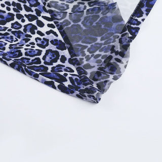 Leopard print hollow out irregular slit cami cut out maxi dress