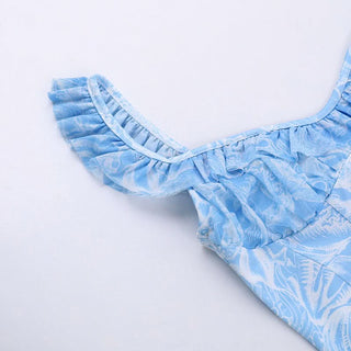 Ruched print corset self tie tank top