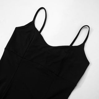 V neck backless contrast cami mini dress