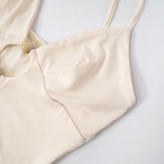 V neck hollow out ruched drawstring cami cut out mini dress