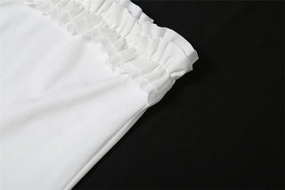 Ruffle irregular ruched solid tube midi dress