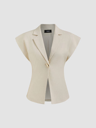 Linen-blend Linen-blend V-neck Dolman Sleeve Blazer Vest For Work