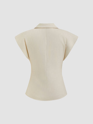Linen-blend Linen-blend V-neck Dolman Sleeve Blazer Vest For Work
