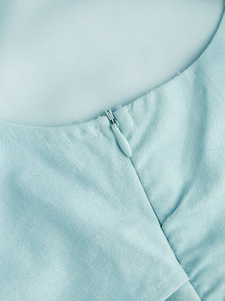 Linen-blend Boat Neckline Solid Bowknot Tank Top