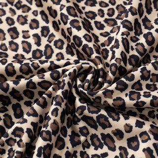 Leopard print lace hem halter v neck mini dress