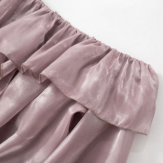 Long sleeve off shoulder ruffle ruched mini dress