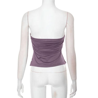 Hollow out o ring ruched slit tube cut out top