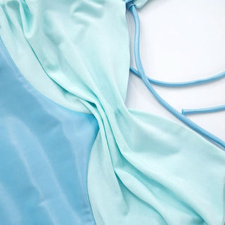 Ruched halter self tie v neck backless mini dress