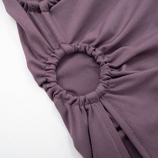 Hollow out o ring ruched slit tube cut out top