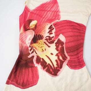 One shoulder irregular flower print mini dress