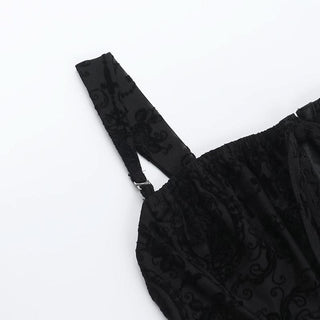 Square neck mesh button print cami top