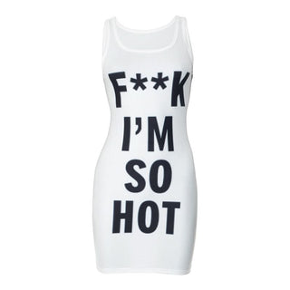 U neck letter print contrast tank mini dress