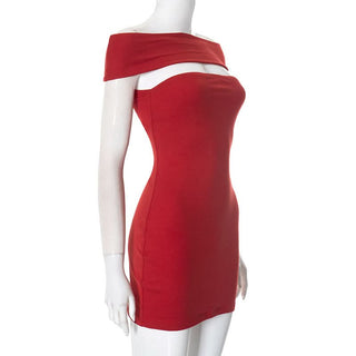 Hollow out Off shoulder solid cut out mini dress