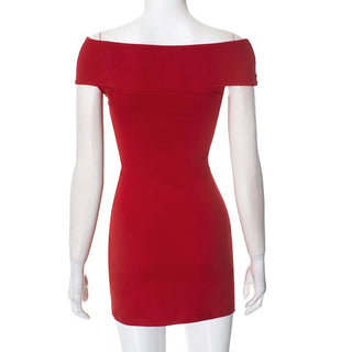 Hollow out Off shoulder solid cut out mini dress
