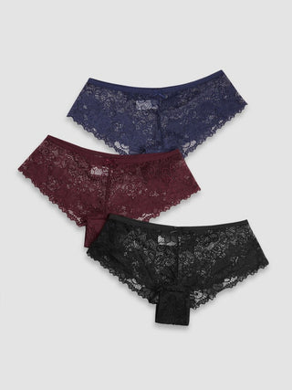 3pcs Lace Middle Waist Brief