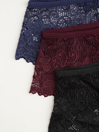 3pcs Lace Middle Waist Brief