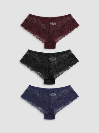 3pcs Lace Middle Waist Brief