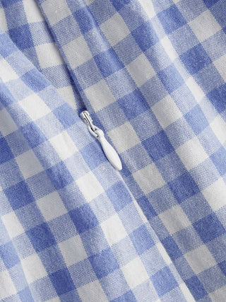Cotton-blend Square Neck Gingham Bowknot Romper