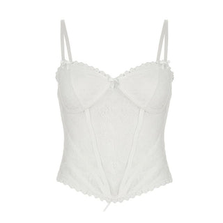 Lace v neck lace up bowknot corset cami top