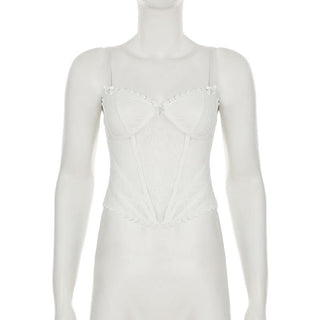 Lace v neck lace up bowknot corset cami top