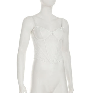 Lace v neck lace up bowknot corset cami top