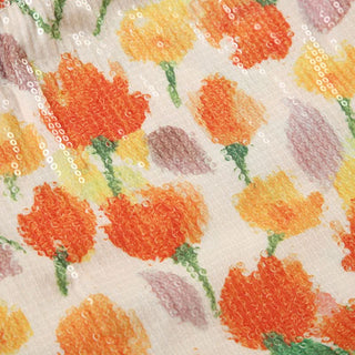 Bowknot ruched glitter flower print tube top