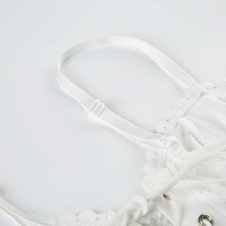 Lace v neck lace up bowknot corset cami top