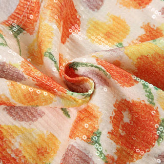 Bowknot ruched glitter flower print tube top