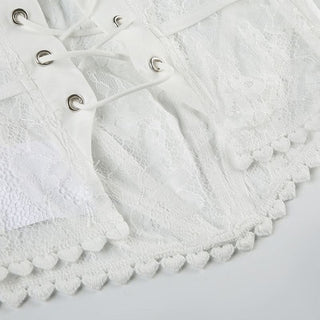 Lace v neck lace up bowknot corset cami top