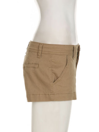Button zip-up pocket low rise pant denim shorts