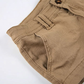 Button zip-up pocket low rise pant denim shorts