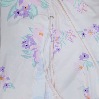 Ruched drawstring slit print cami midi dress