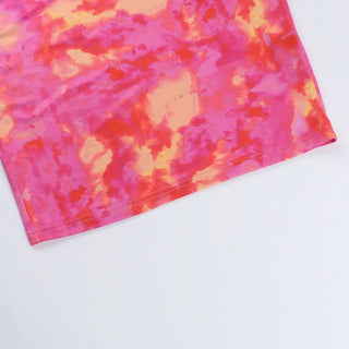 Hollow out ruched print tube cut out mini dress