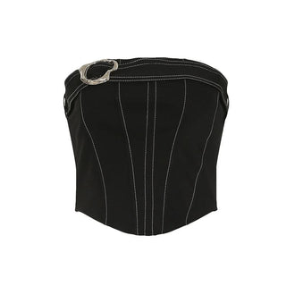 Corset irregular backless buckle tube top