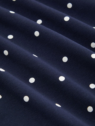 Cotton-blend High Neck Polka Dot Asymmetrical Hem Top & Mid Rise Capri Pants Set
