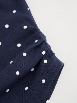 Cotton-blend High Neck Polka Dot Asymmetrical Hem Top & Mid Rise Capri Pants Set
